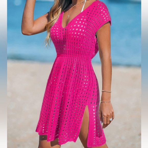 NWT Cupshe Rosy Coral Pink Cover-Up Mini Dress Size
M Neon Pink Super Soft - Picture 1 of 15